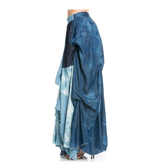 NWT TOV HOLY The Damsel's Blu Denim Flowing Maxi Skirt - Picture 4 of 6